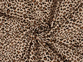 Lightweight  satin  fabric by the yard - Taupe brown  cheetah print
