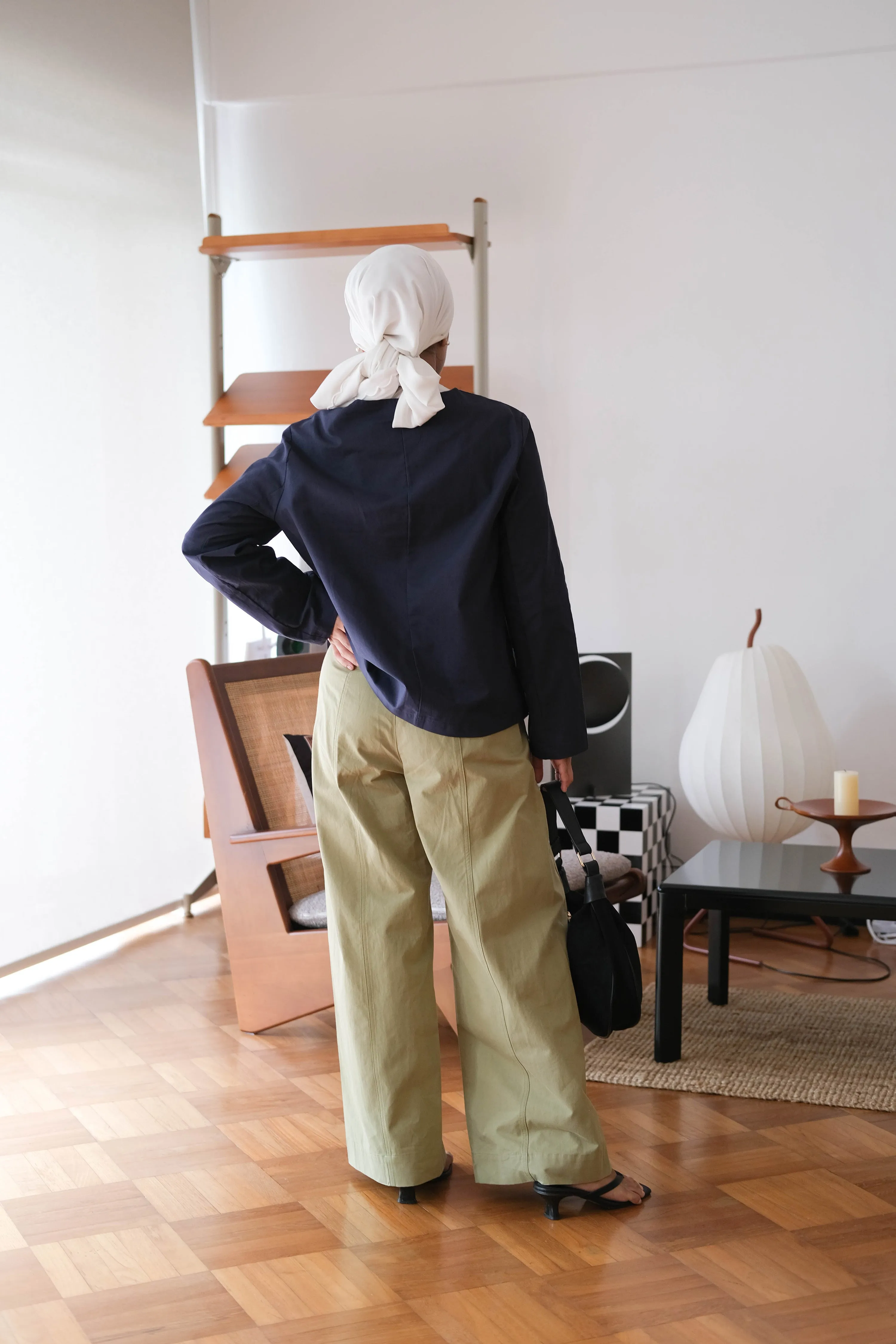 Loose and Slim Drape Slacks in Green
