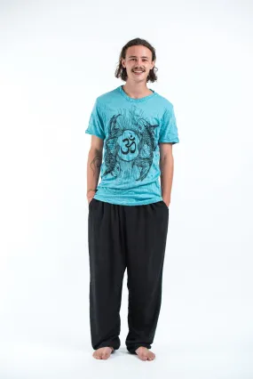 Mens Om and Koi Fish T-Shirt in Turquoise