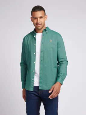 Mens Peached Oxford Shirt in Rain Forest