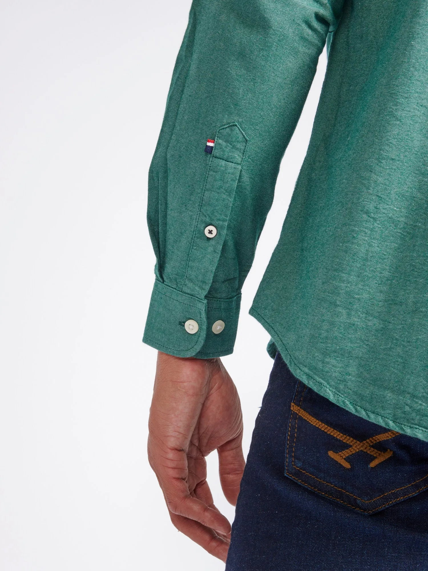Mens Peached Oxford Shirt in Rain Forest