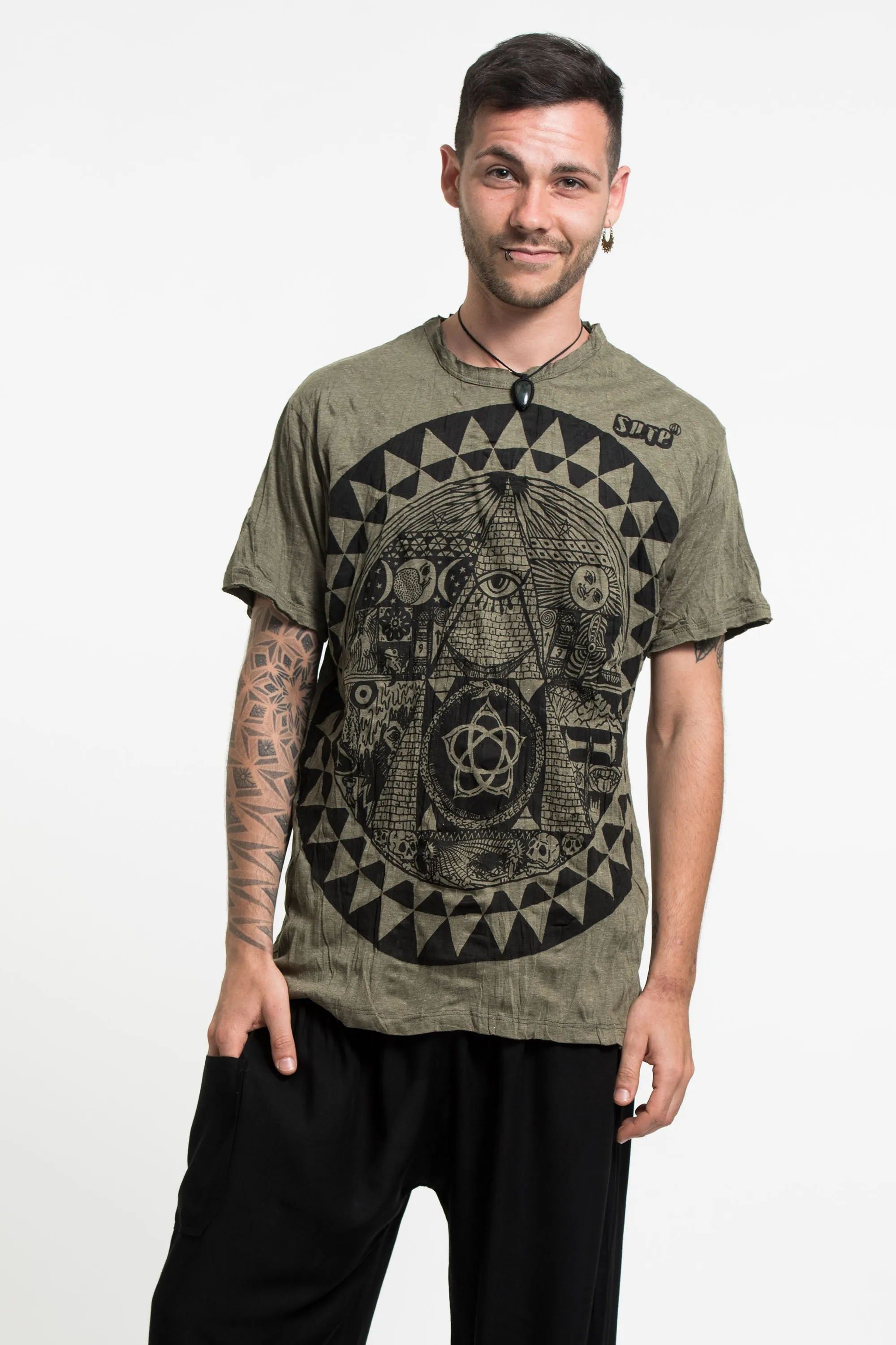 Mens Pyramid Eye T-Shirt in Green