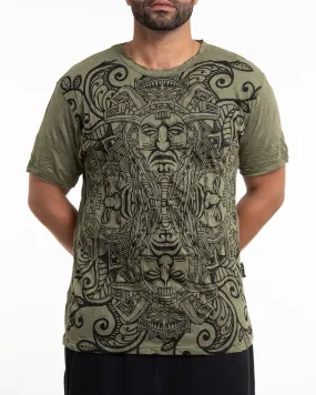Mens Tribal Masks T-Shirt in Green