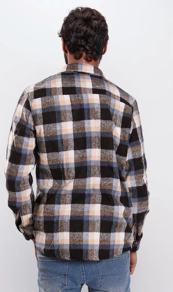 o200614-PLAID FLANNEL SHIRT - BLACK & WHITE