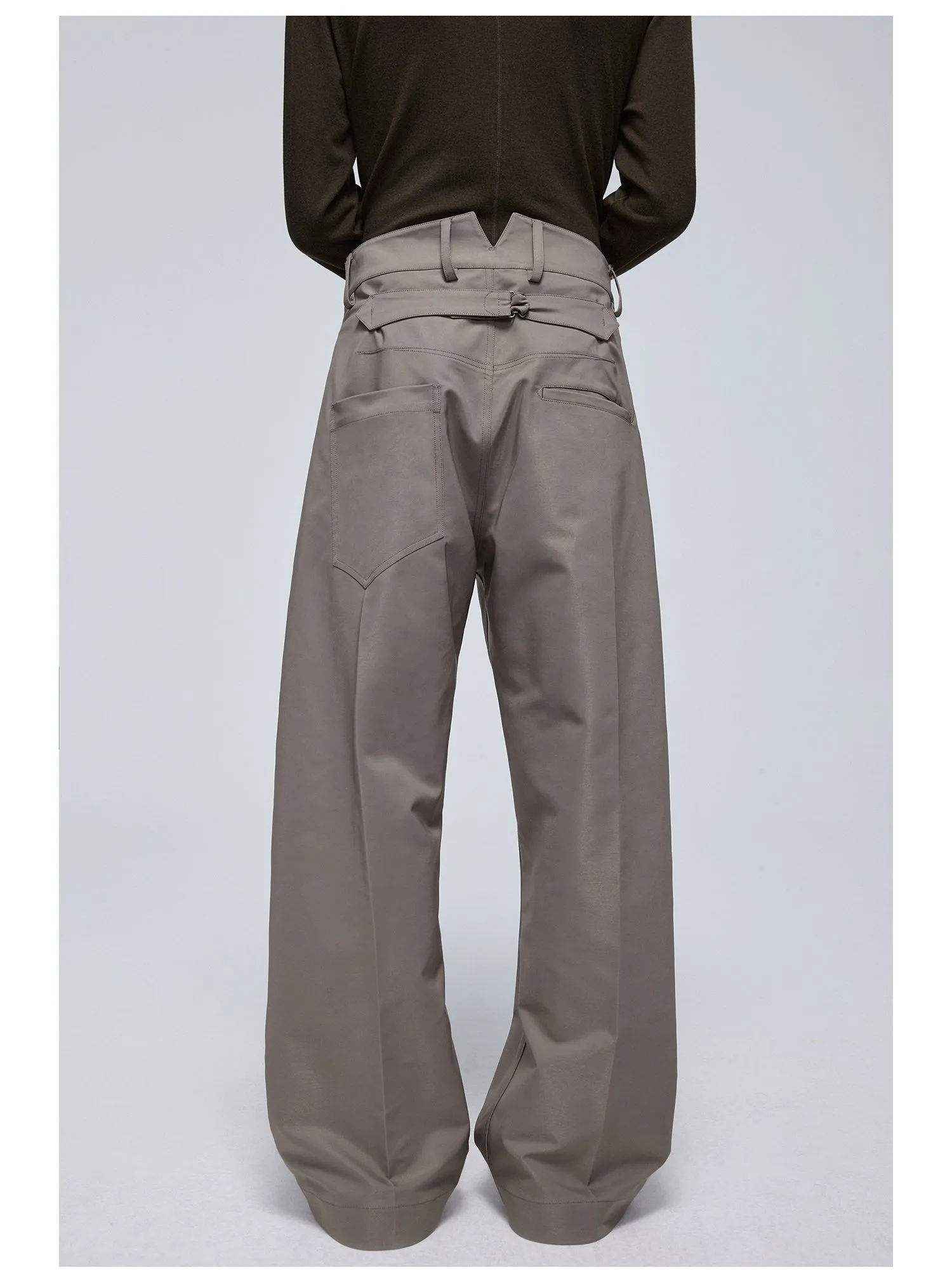 Pleated slim straight slacks pants