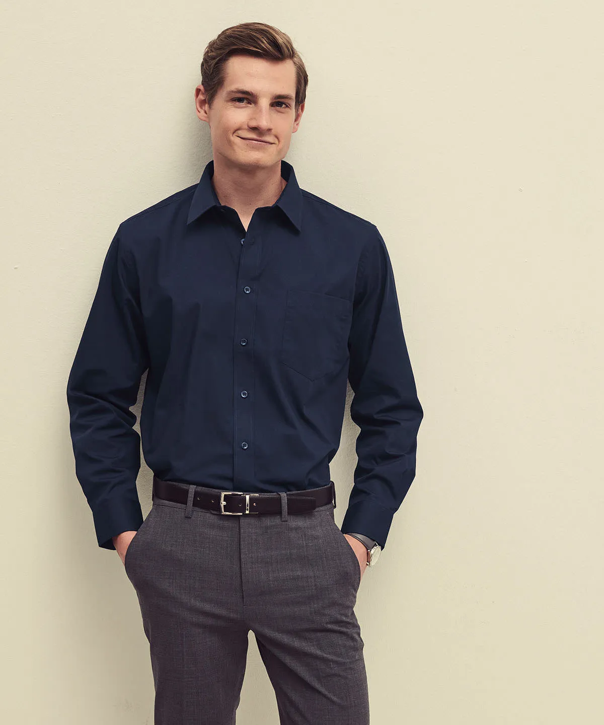 Poplin long sleeve shirt | Black