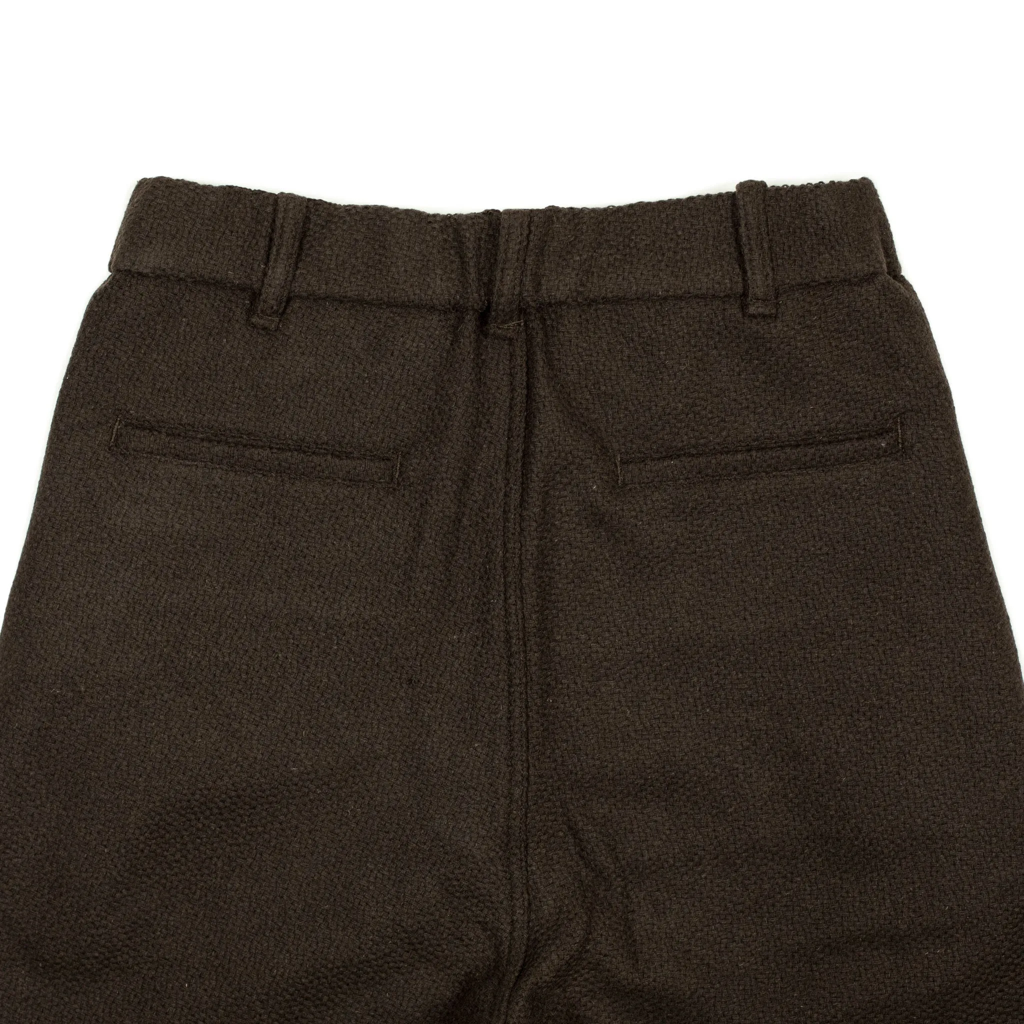 "Karate" easy pants in brown basketweave wool flannel