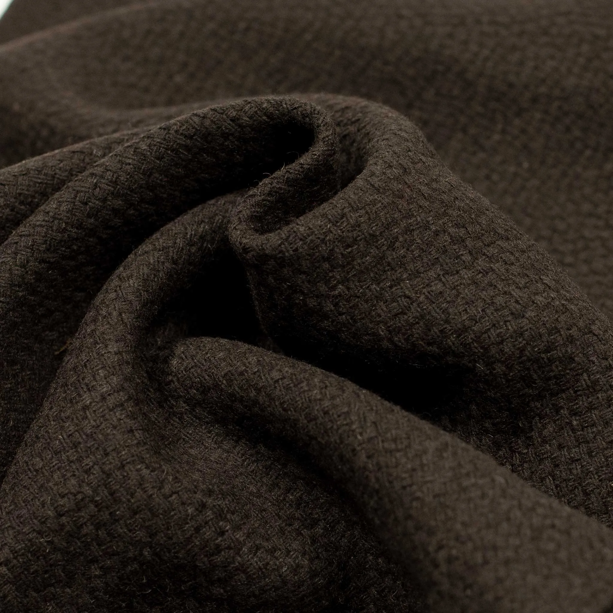 "Karate" easy pants in brown basketweave wool flannel