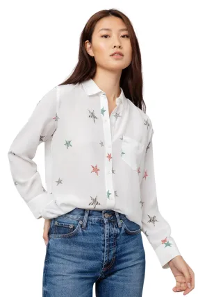 Rails Kate Silk Animal Stars Button Down - White Multicolour