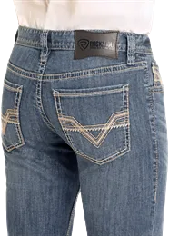 ROCK & ROLL MEDIUM WASH TWO TONE STITCH REVOLVER STRAIGHT LEG JEAN