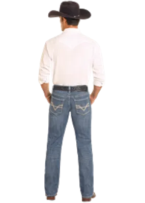 ROCK & ROLL MEDIUM WASH TWO TONE STITCH REVOLVER STRAIGHT LEG JEAN
