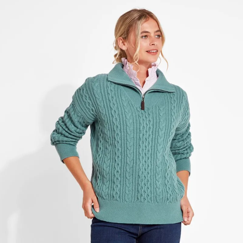 Schoffel Settle 1/4 Zip Ladies Jumper - Arctic Blue