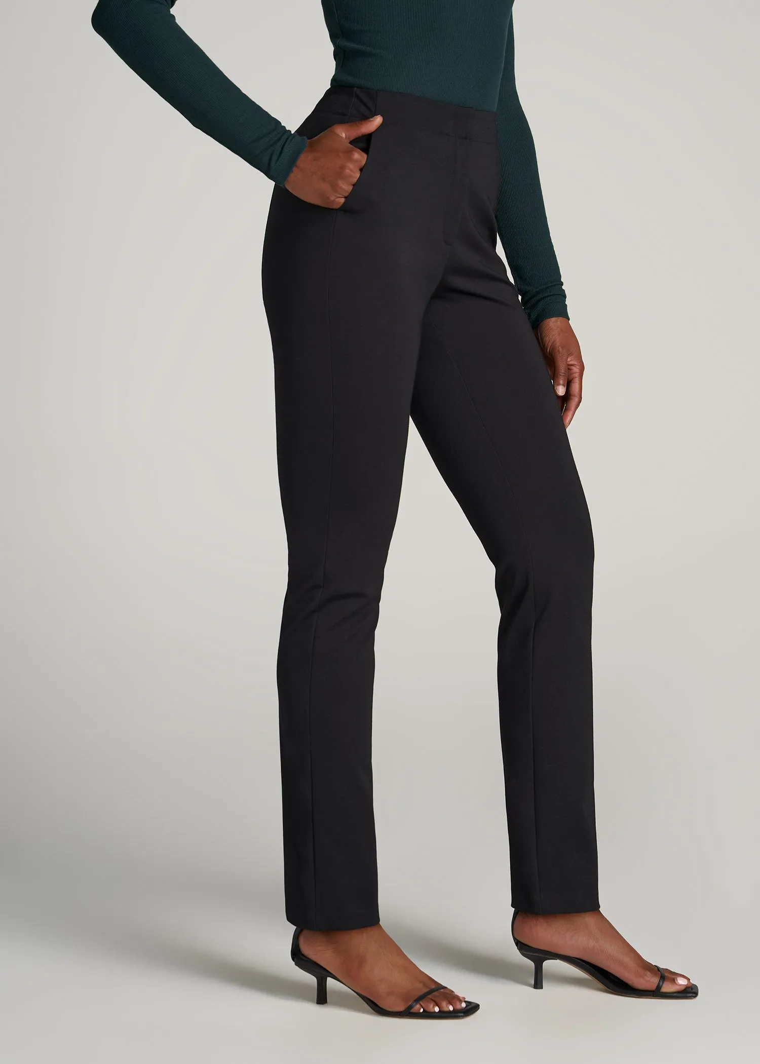 SLIM-Fit Dress Pants for Tall Women in Black