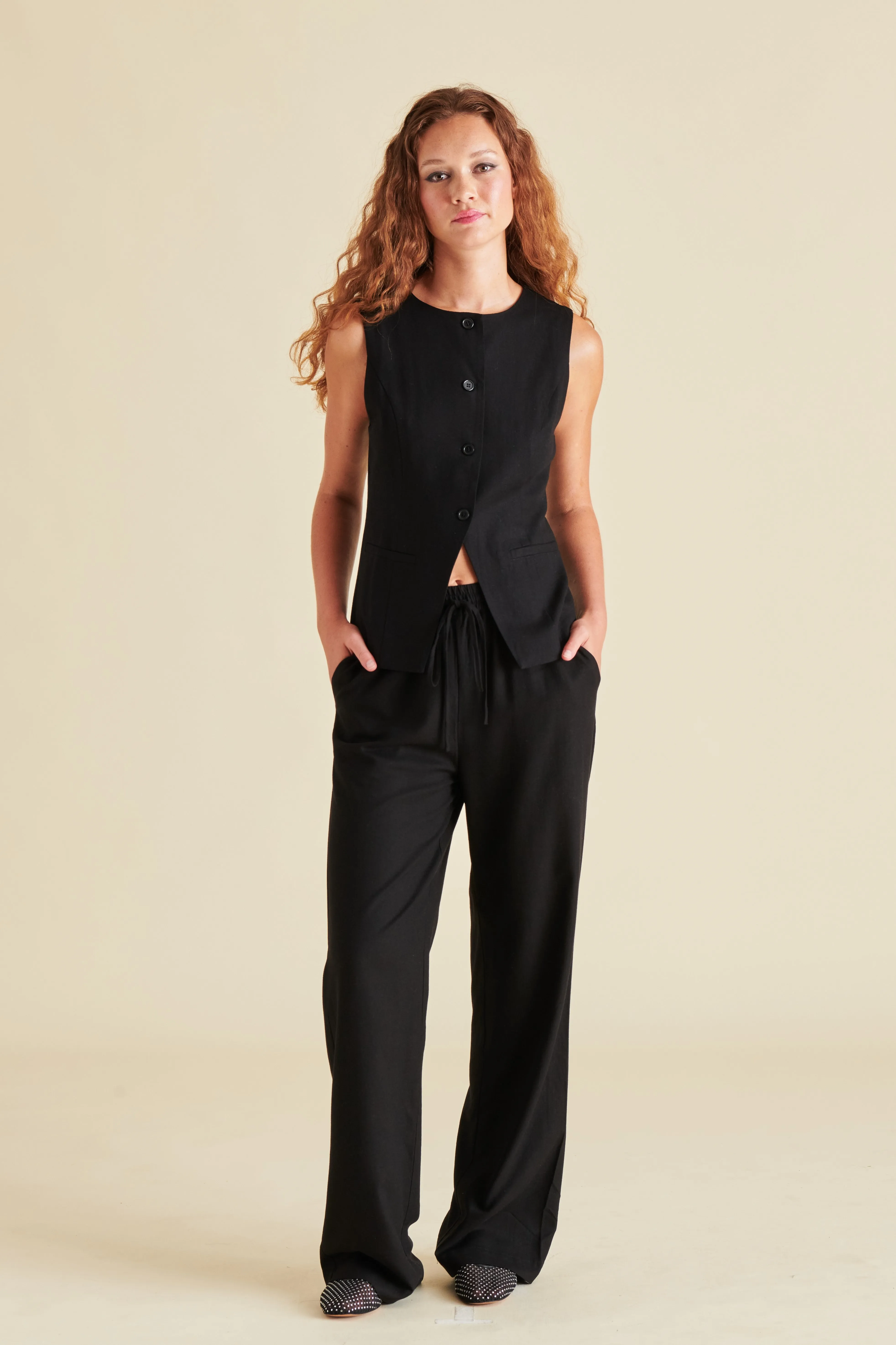 Steve Madden Wesley Black Button up Vest