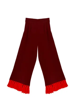 Tasseled Lounge Pants  - Maroon & Orange