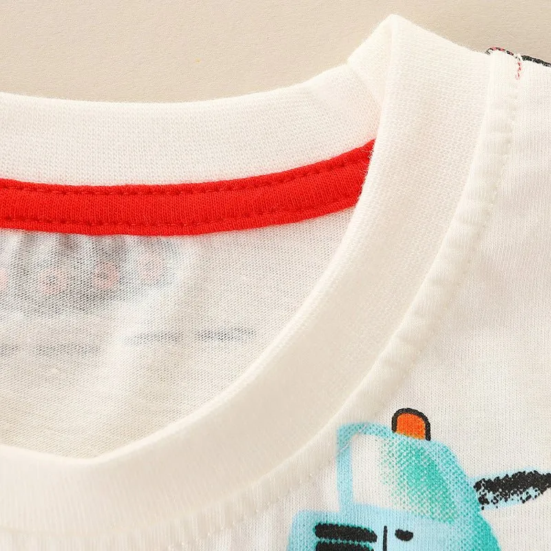 Toddler/Kid's Allover Vehicle Pattern Design Short Sleeve T-shirt
