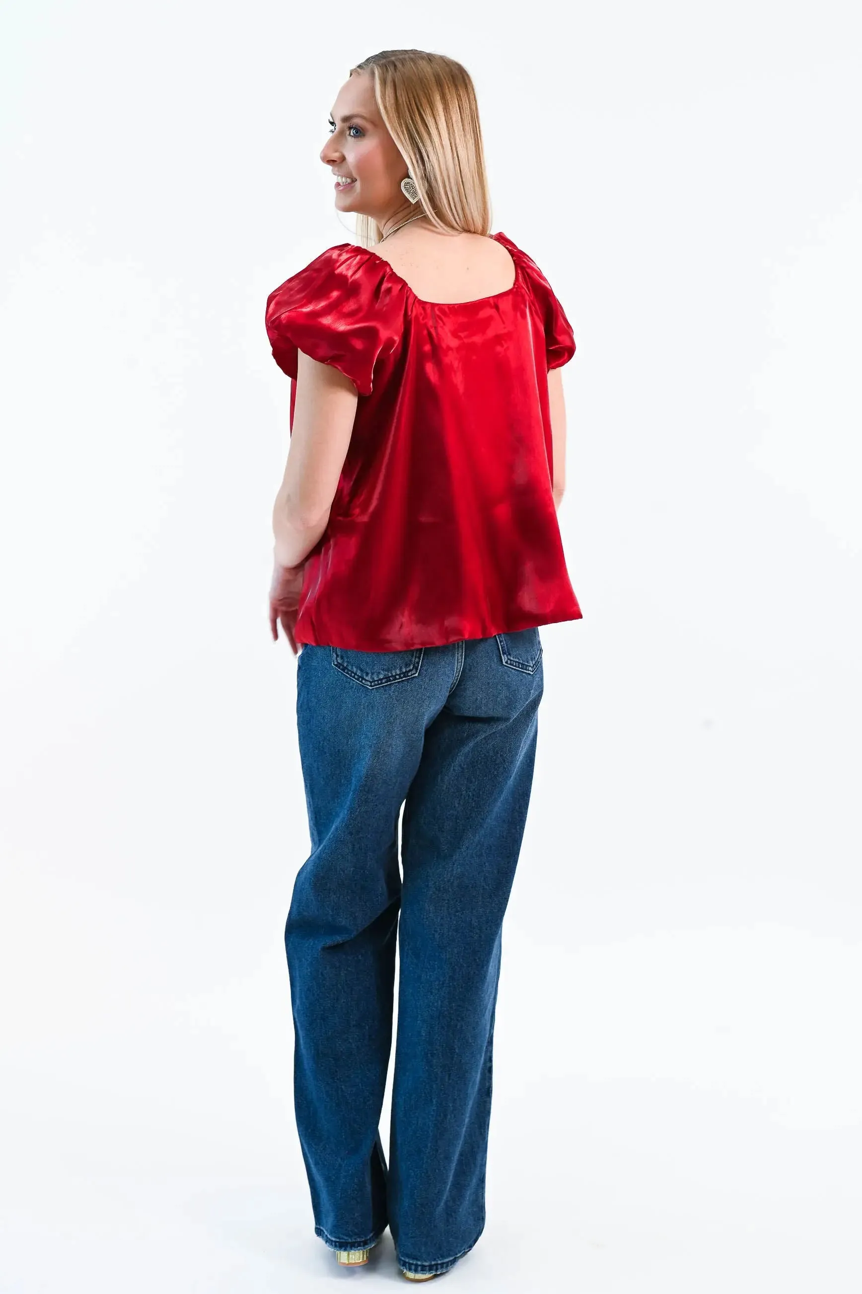 Until I Found Her Puff Sleeve Satin Top
