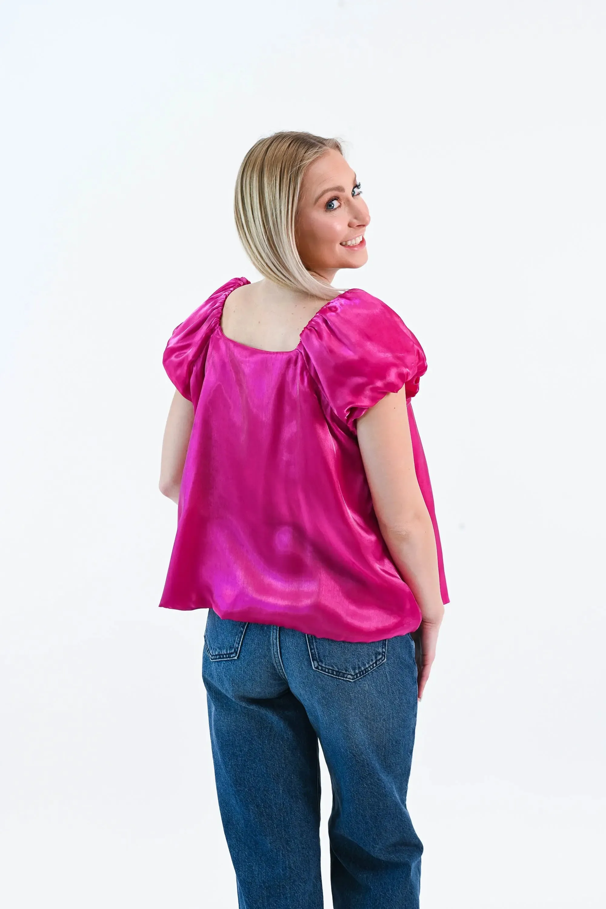 Until I Found Her Puff Sleeve Satin Top