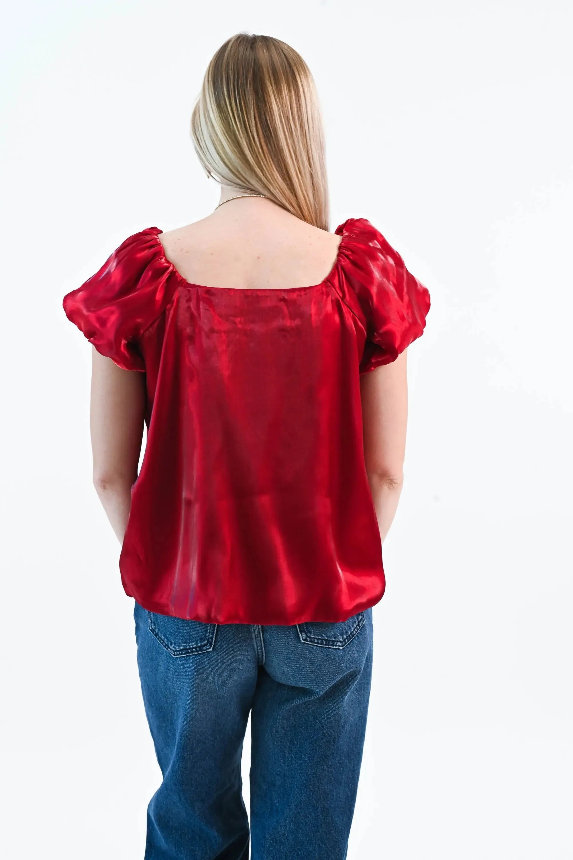 Until I Found Her Puff Sleeve Satin Top