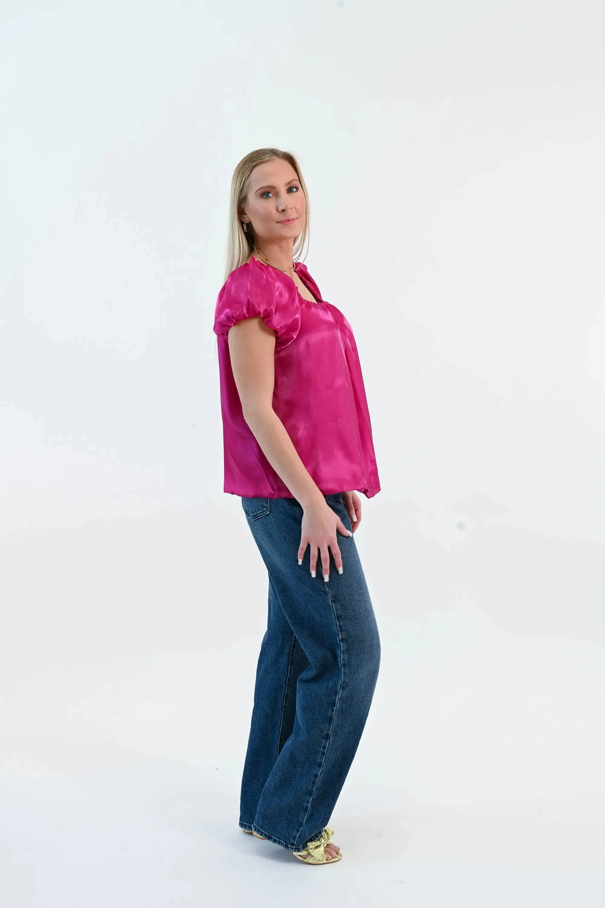 Until I Found Her Puff Sleeve Satin Top