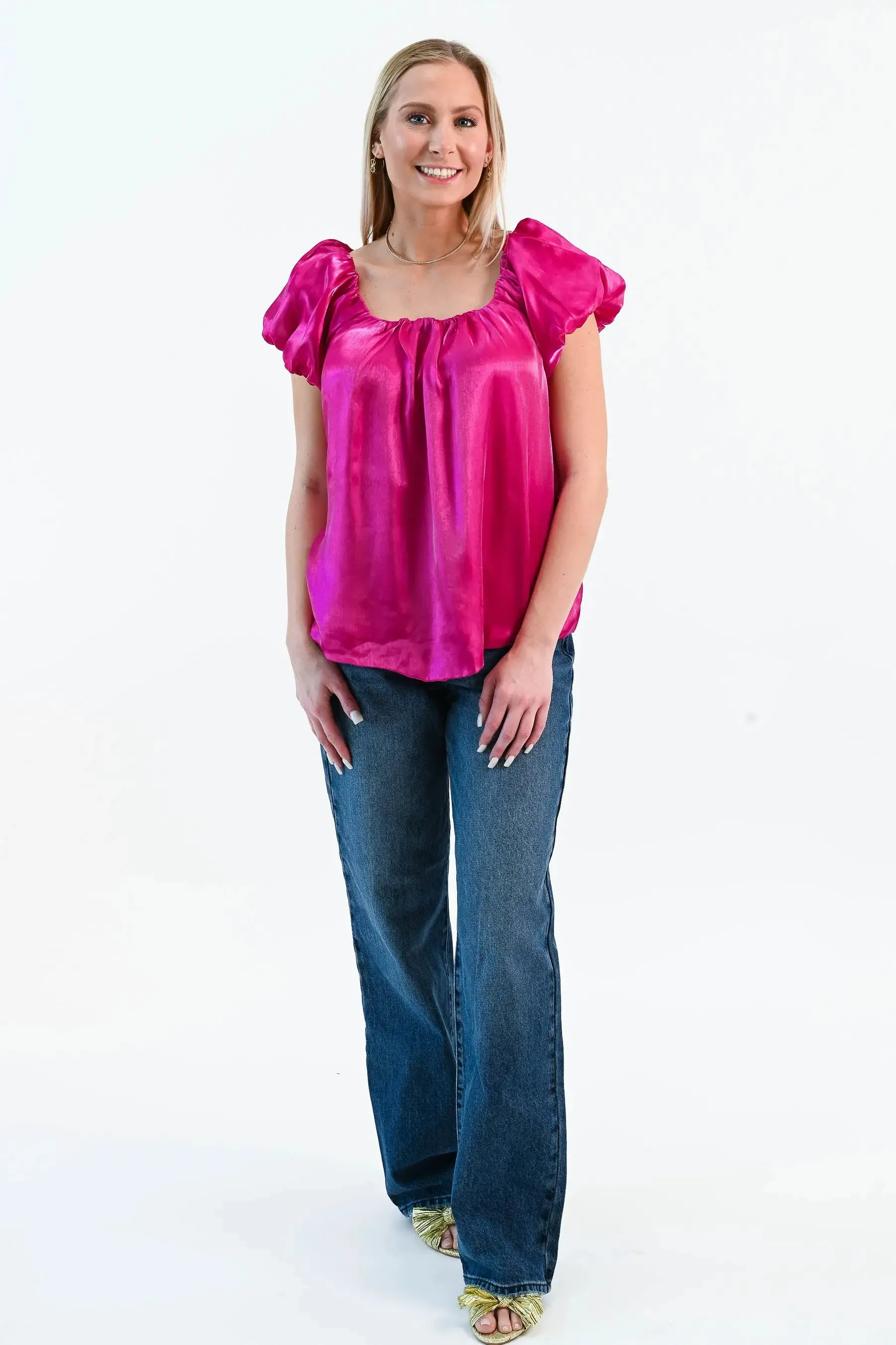 Until I Found Her Puff Sleeve Satin Top