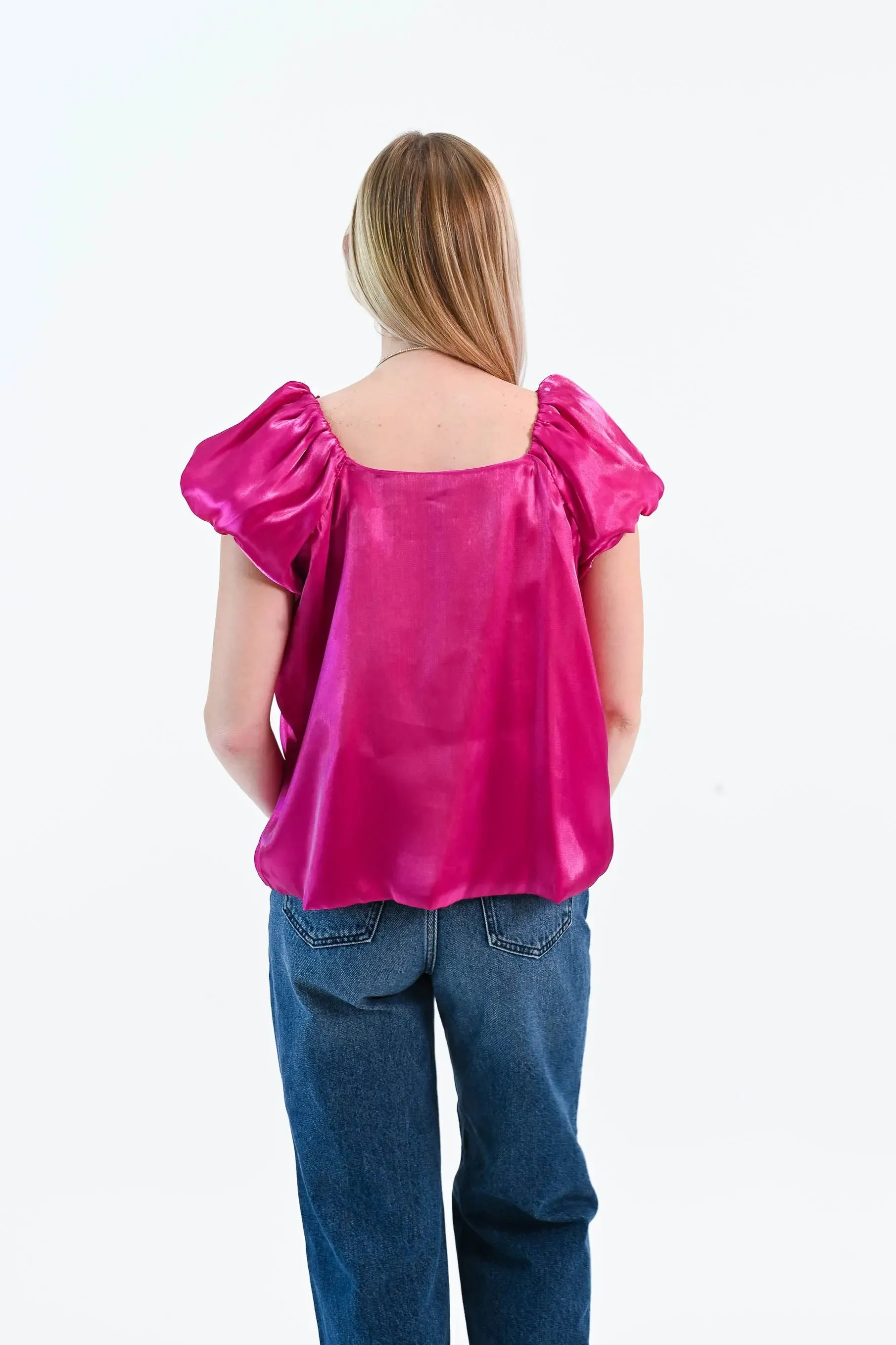 Until I Found Her Puff Sleeve Satin Top