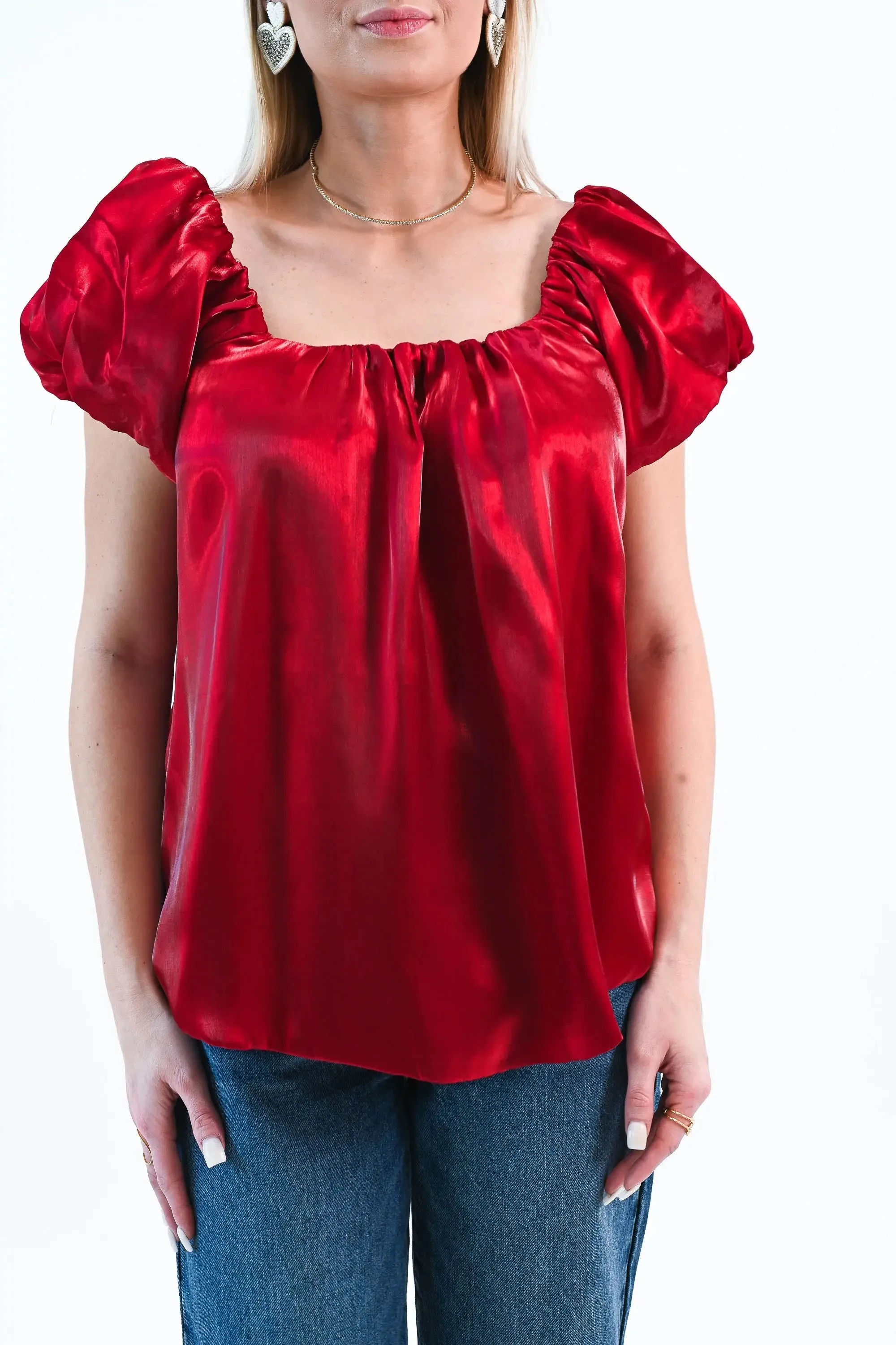 Until I Found Her Puff Sleeve Satin Top