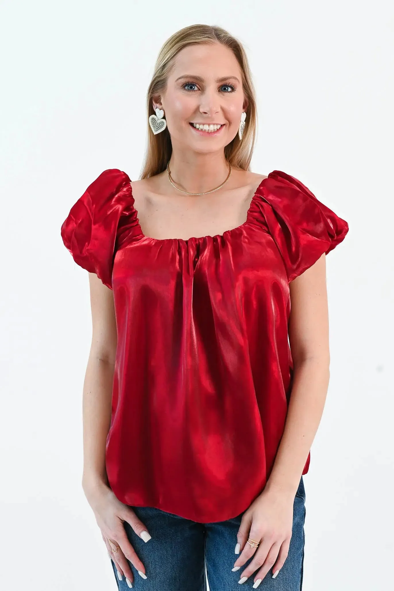Until I Found Her Puff Sleeve Satin Top
