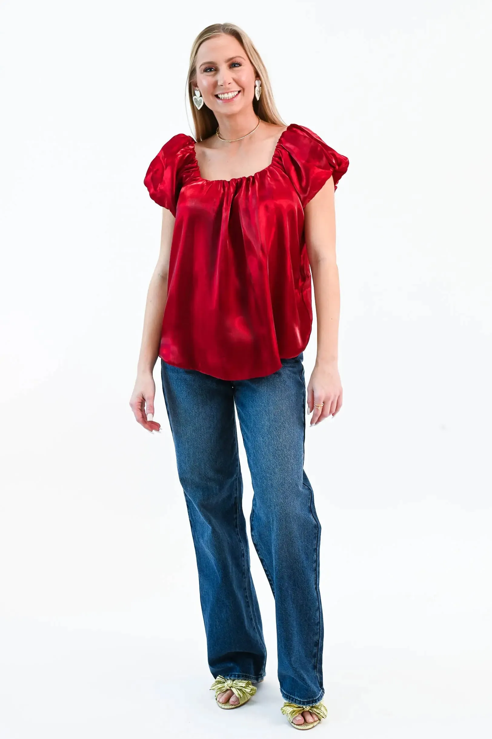 Until I Found Her Puff Sleeve Satin Top