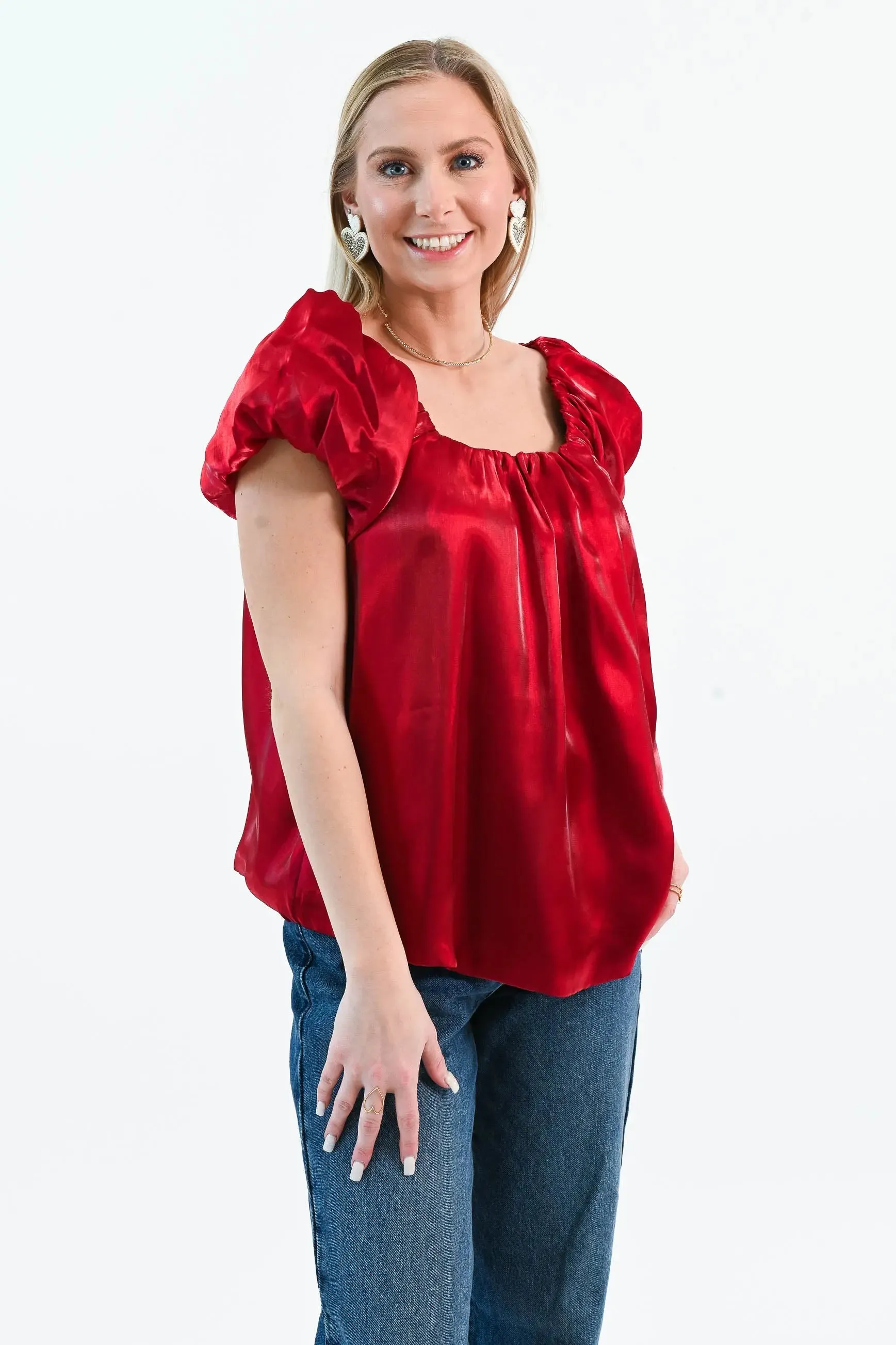 Until I Found Her Puff Sleeve Satin Top