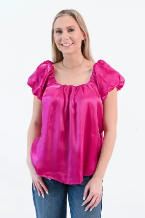 Until I Found Her Puff Sleeve Satin Top