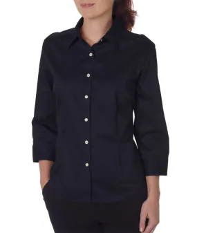 van heusen ladies' 3/4-sleeve dress twill - black (2xl)