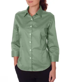 van heusen ladies' 3/4-sleeve dress twill - sage (s)