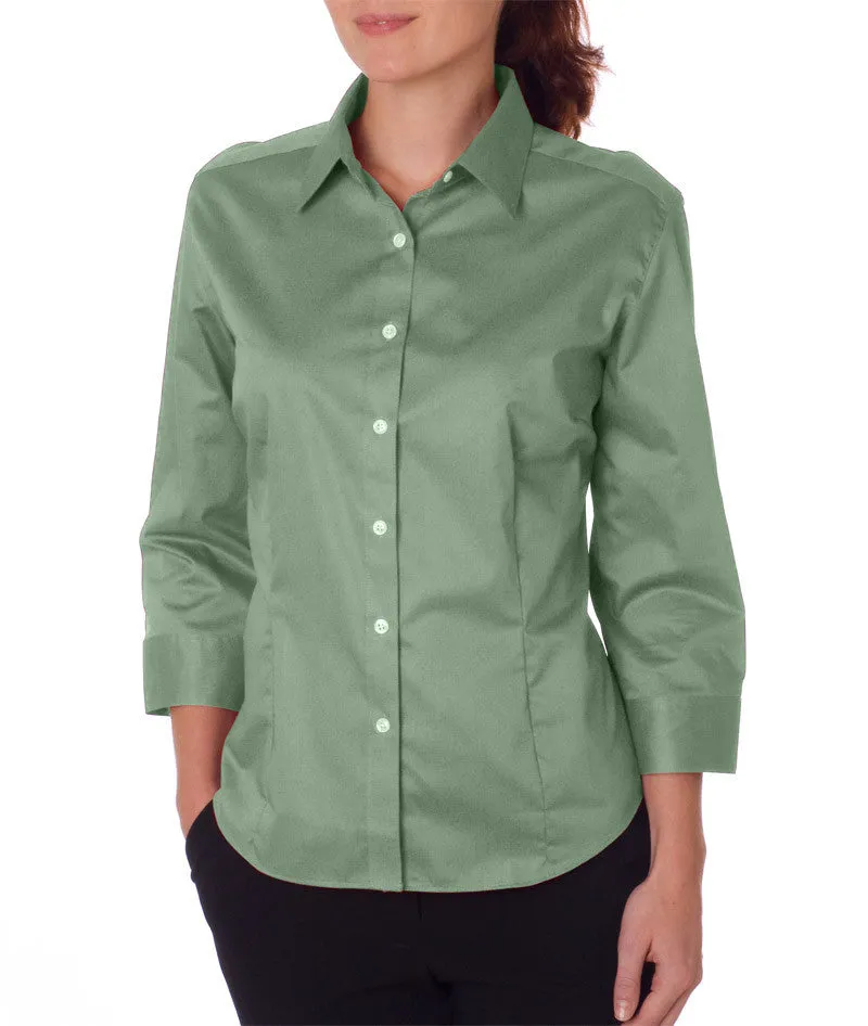 van heusen ladies' 3/4-sleeve dress twill - sage (s)