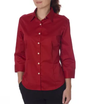 van heusen ladies' 3/4-sleeve dress twill - scarlet (l)