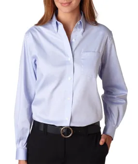 van heusen ladies' long-sleeve blended pinpoint oxford - blue (l)