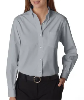 van heusen ladies' long-sleeve blended pinpoint oxford - french grey (m)