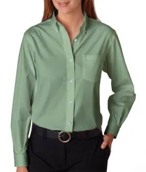 van heusen ladies' long-sleeve blended pinpoint oxford - sage (s)