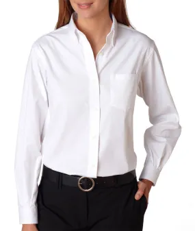 van heusen ladies' long-sleeve blended pinpoint oxford - white (s)