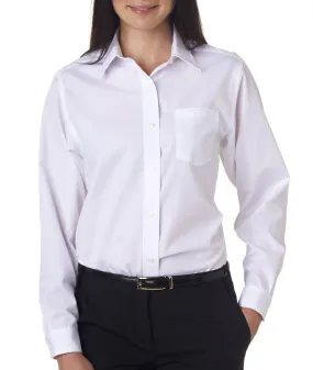 van heusen ladies' long-sleeve cotton-rich broadcloth - white (l)