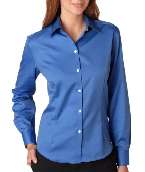 van heusen ladies' long-sleeve non-iron pinpoint oxford - french blue (xl)