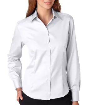 van heusen ladies' long-sleeve non-iron pinpoint oxford - white (xl)
