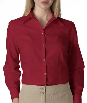 van heusen ladies' long-sleeve silky poplin - cardinal (2xl)