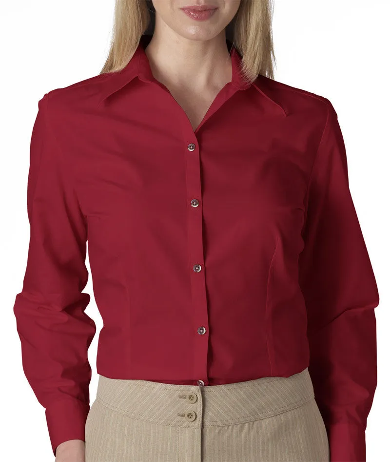 van heusen ladies' long-sleeve silky poplin - cardinal (2xl)