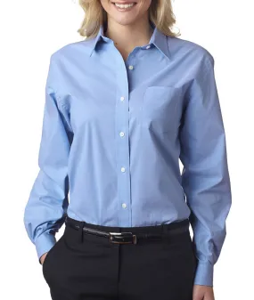 van heusen ladies' long-sleeve stretch pinpoint oxford - blue bay (m)