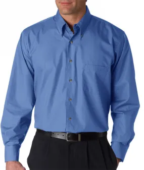 van heusen ladies' long-sleeve stretch pinpoint oxford - deep blue (2xl)