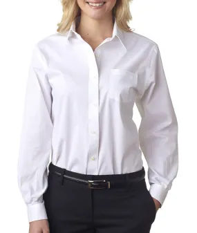 van heusen ladies' long-sleeve stretch pinpoint oxford - white (s)