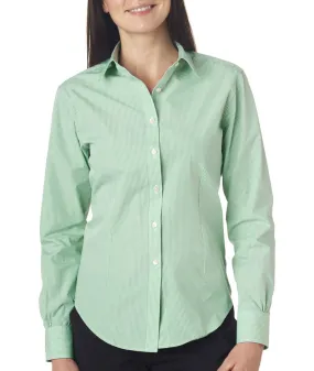 van heusen ladies' long-sleeve yarn-dyed gingham check - green chicory (m)