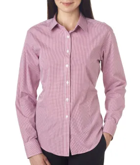 van heusen ladies' long-sleeve yarn-dyed gingham check - red henna (l)