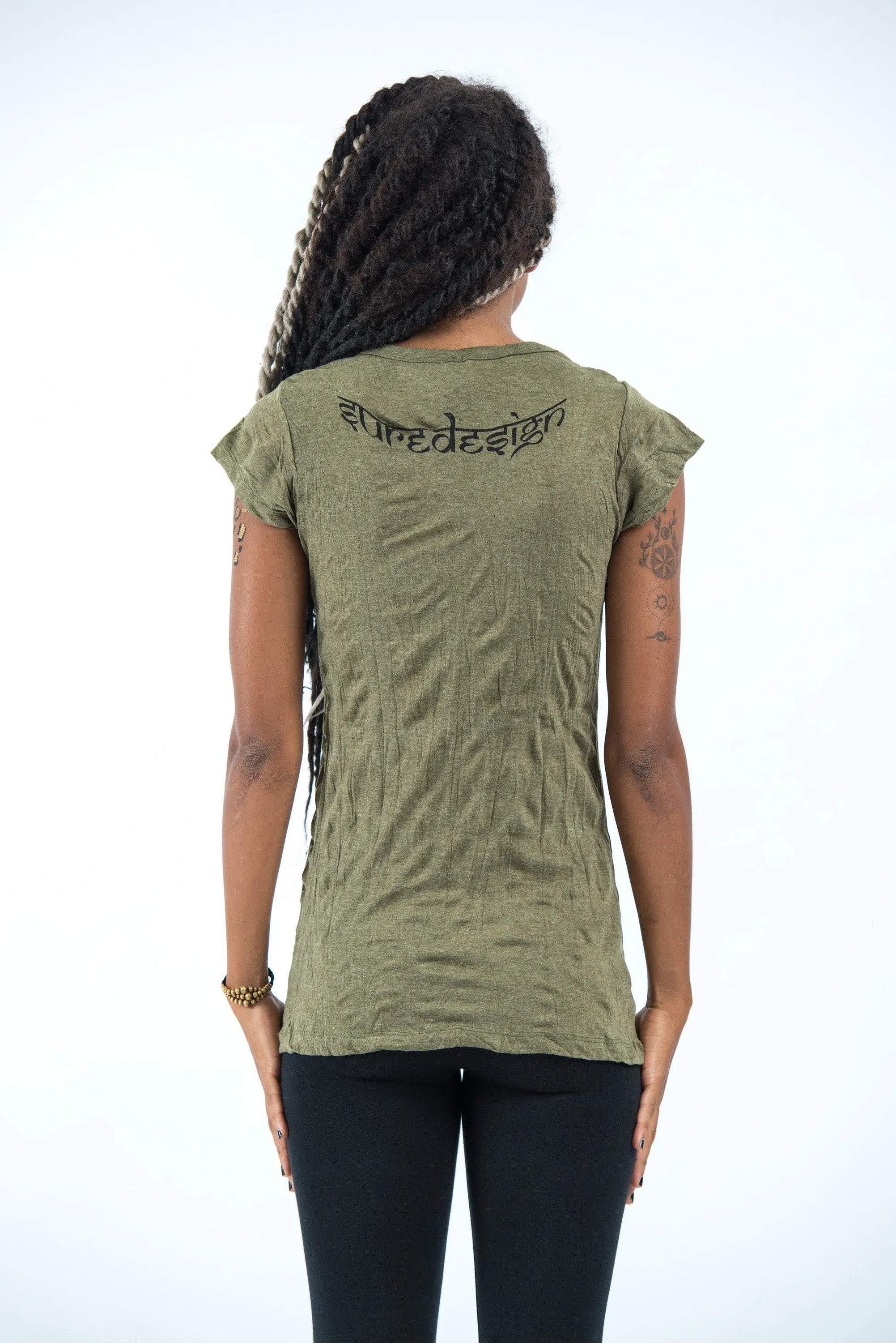 Womens Ganesh Mantra T-Shirt in Green